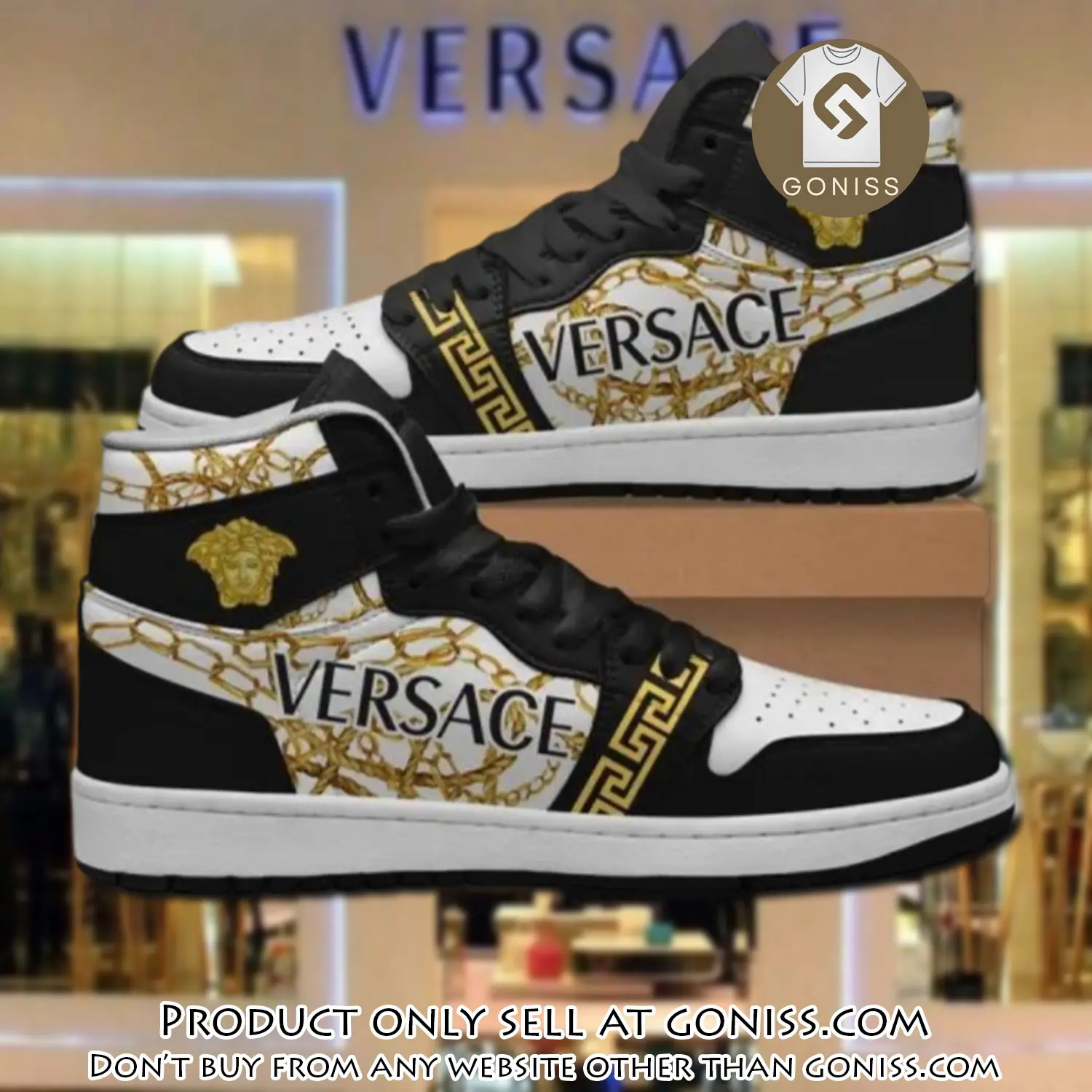 Black white gianni versace high air jordan sneakers shoes hot  gifts unisex gn5030923
